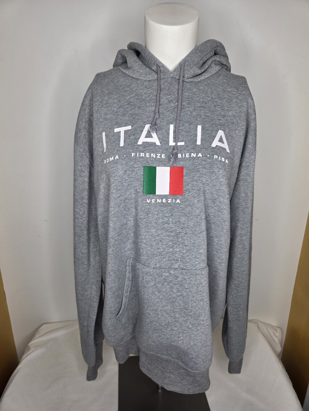Star Venezia XXL Hoodie Light Gray with "Italia" Logo -